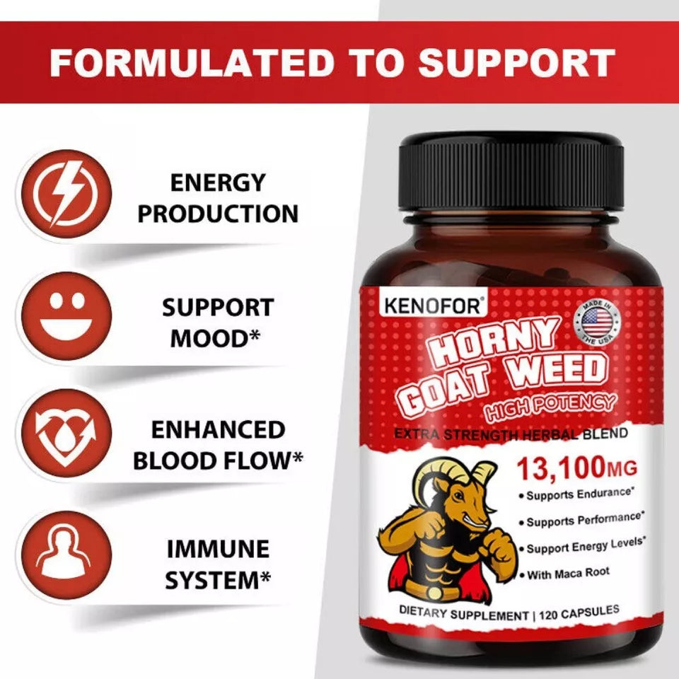 Horny Goat Weed Capsules 13100mg with Maca Root, Ginseng, Sexual Enhancer